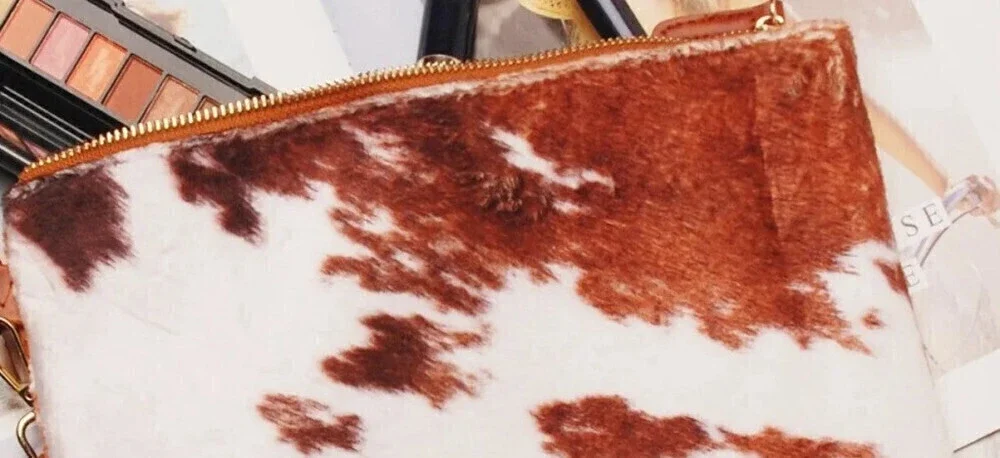 Cow Print Clutch Wristlet
